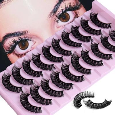 10 пар DD Curl Lashes, русские полосатые ресницы, 3D норковые ресницы, натуральные длинные многоразовые пушистые ресницы, наращивание