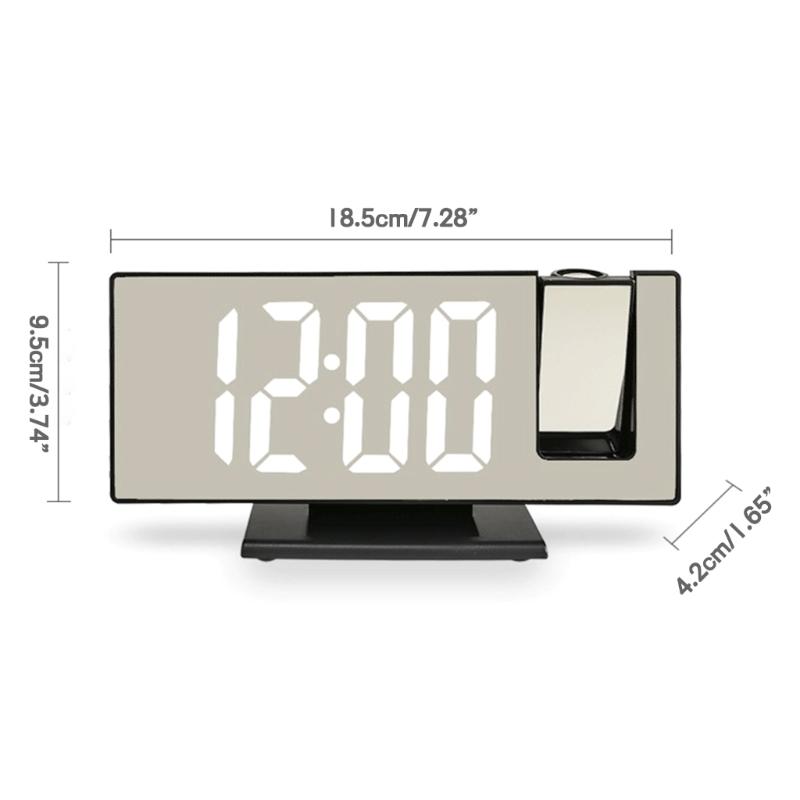 Digital Clock Temperature Display with Projection and Mirror Alarm Clock for Bedroom Easy to Set with Projection