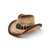 Three-dimensional Embroidery Handmade Straw Hat Western Cowboy Hat Men Cap Outdoor Women Hat Light Luxury