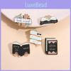 Unique Cartoon Metal Enamel Badge Brooch Featuring Book And Flower Designs For Fashionable Readers