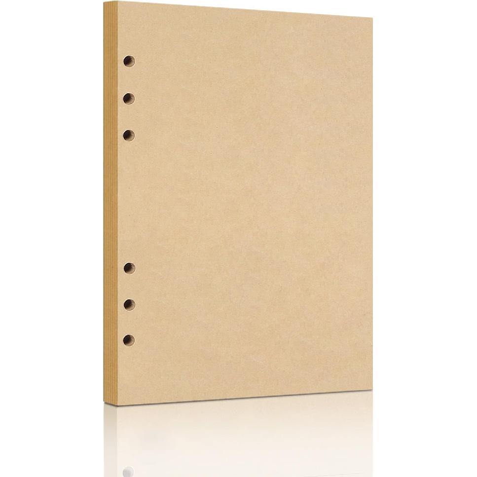 A5 Refill Paper, Unlined Blank Kraft Paper,100GSM Thick Refillable Paper 6 Hole Filler erts Loose Leaf Paper,for A5 6 Ring Binder,80 Sheets (160