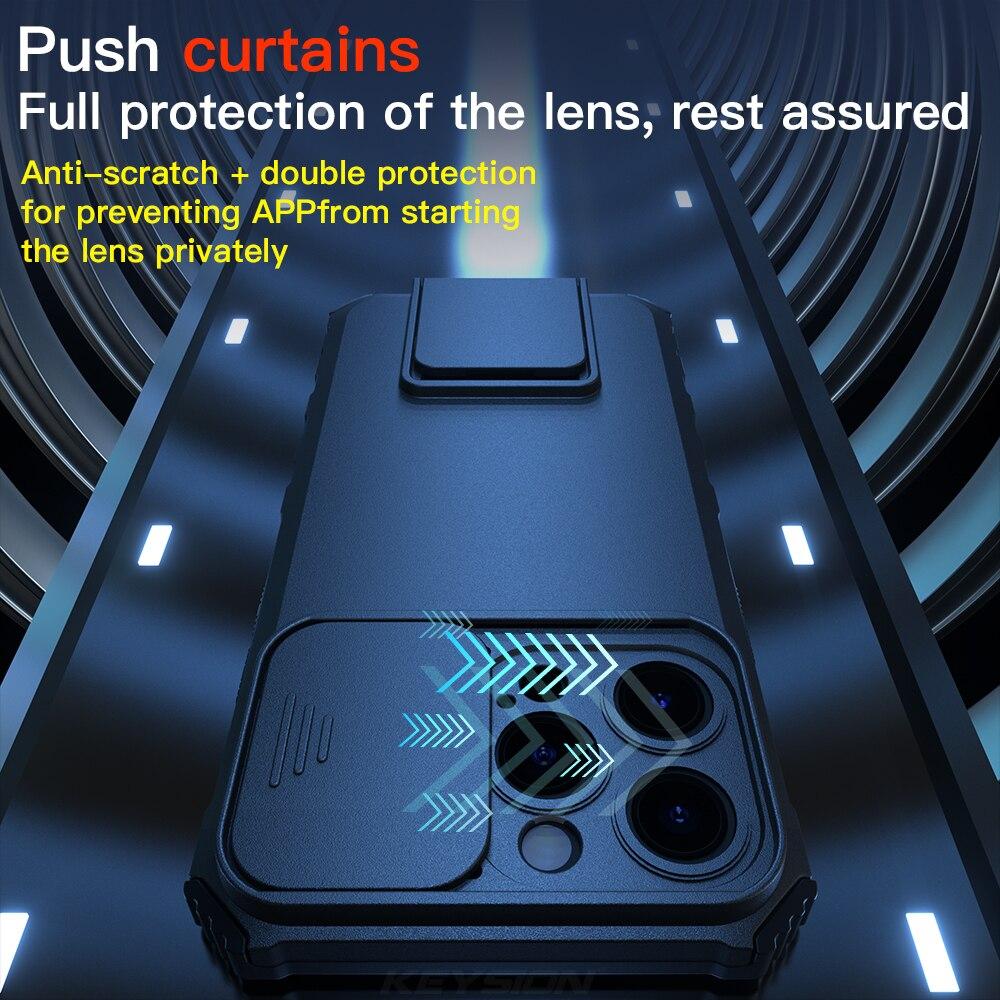 KEYSION Противоударный чехол для iPhone 15 Pro Max 15 Plus, защита слайд-камеры, чехол для телефона с подставкой для iPhone 14 13 12 11 Pro