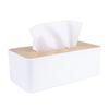 Box Cover,Tissue Holders,Bamboo Cover Plate,for Bathroom, Bedroom, Dinner Table, Office (White)
