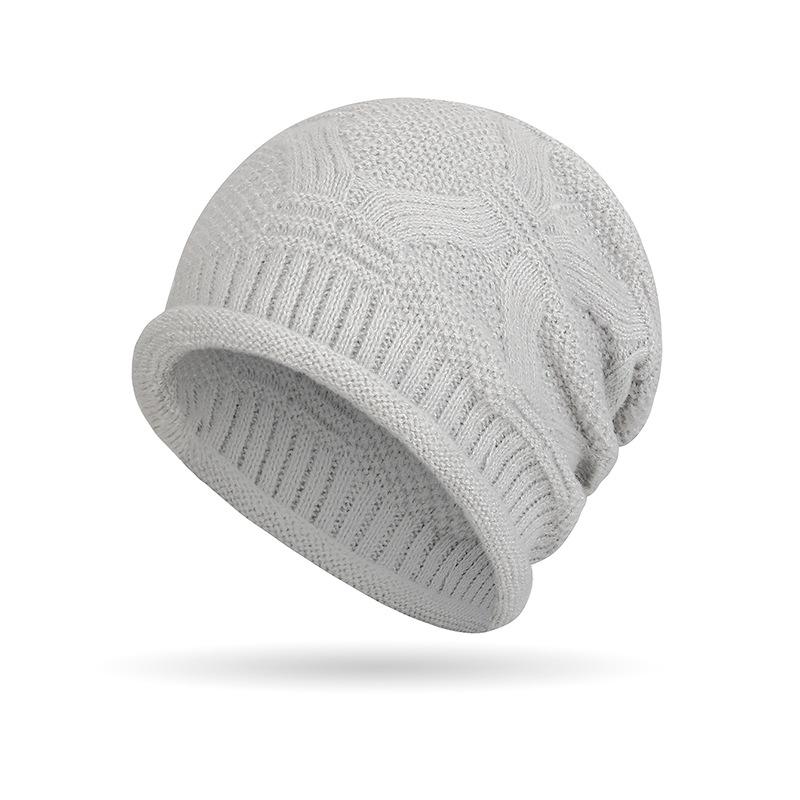 Осенне-зимняя теплая вязаная шапка для мужчин и женщин с узором из конопли, эластичная завитая шерстяная шапка