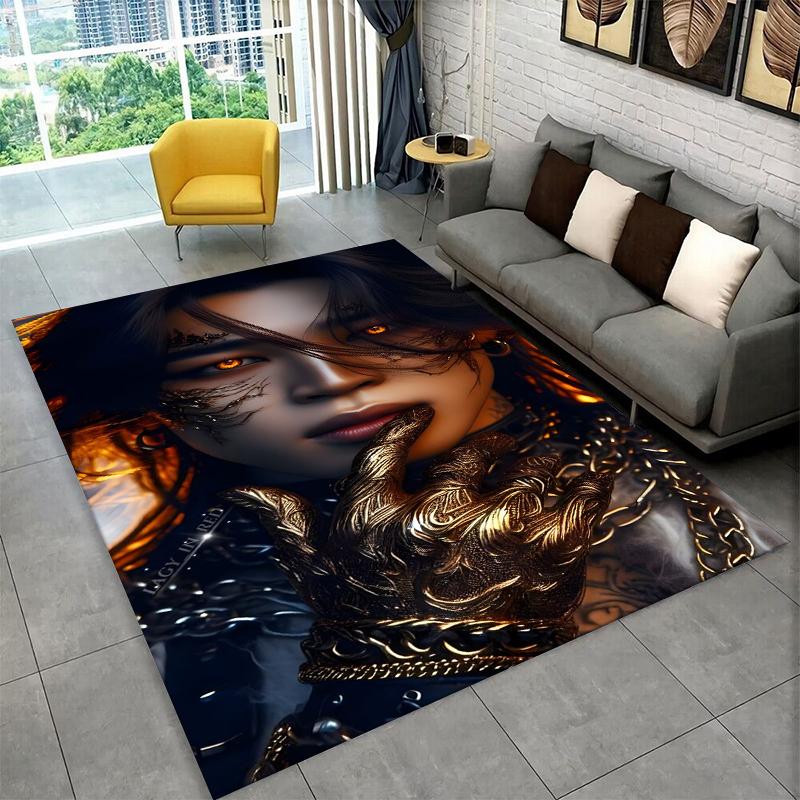 Kpop B-BTS JIMIN Star Carpet Rug for Playroom Bedroom Living Room Sofa Home Decor,kid Area Rug Non-slip Floor Mat Gift