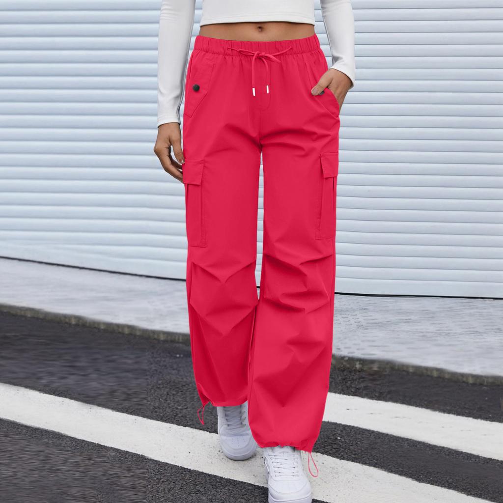 Women's Casual Pants Cargo Pants Elastic Waisted Hiking Pants With Pockets Lightweight Baggy Pants
