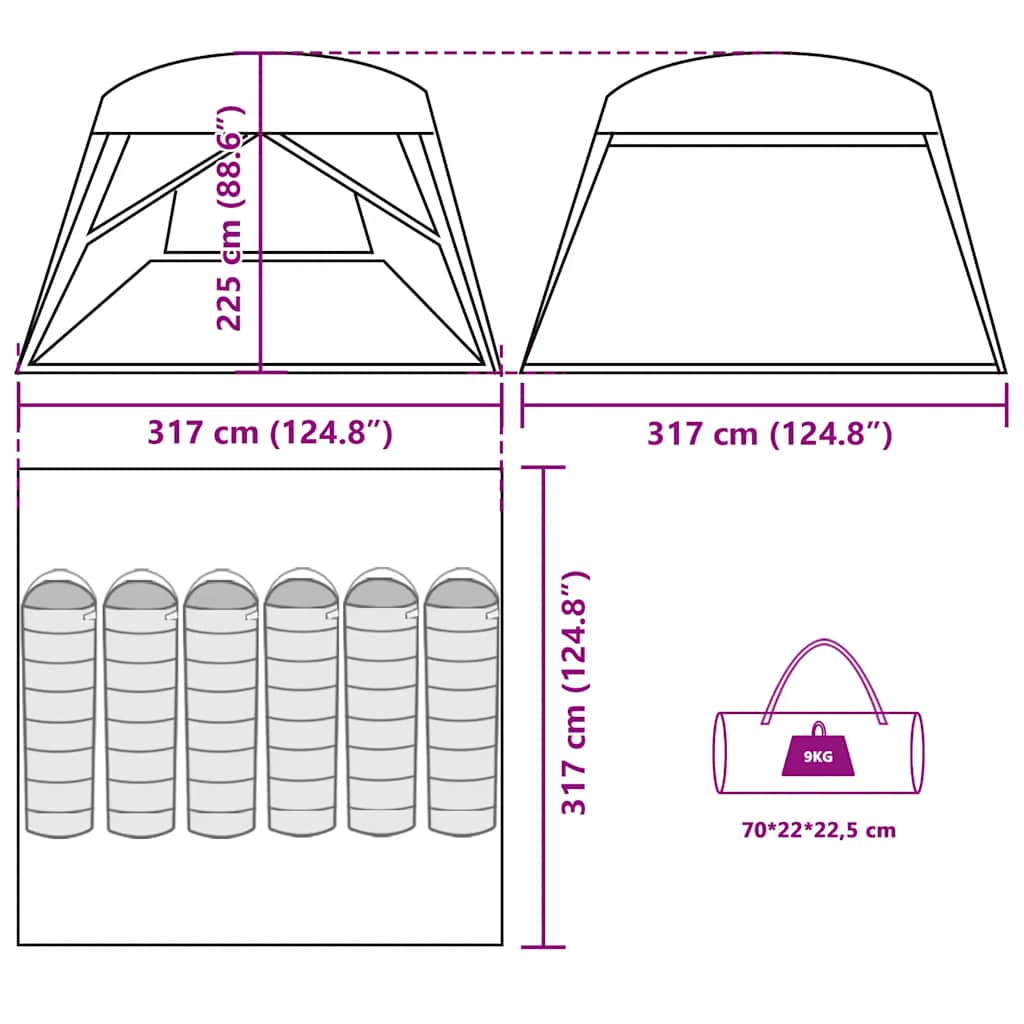 Family Tent for 6 Persons Grey and Orange Waterproof