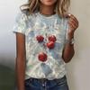 Ripple Fruit Pattern T-Shirt For Women Strawberry Watermelon 3D Printed Short Sleeves Summer Tees Oversized T Shirts O-Neck Tops