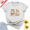 He Is Risen Matthew 286 Floral Easter Religious TShirt Cotton Unisex Crewneck Perfect for Church Services Easter Celebrations