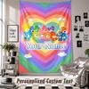 Wall Hanging Tapestry With Custom Name & Text, Care Bears Decorative Tapestry For Bedroom