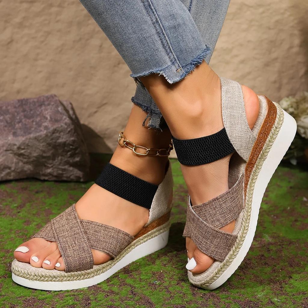 Обувь для женщин Новые босоножки на танкетке с пряжкой на щиколотке Женские летние сандалии-гладиаторы на платформе Дизайнерские сандалии для женщин Sandalias De Mujer