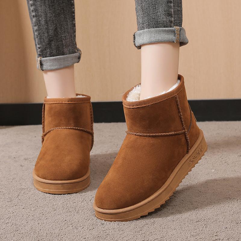 2024 New Women's Snow Boots Comfortable Warm Plush Ankle Boots Women Thickened Fluff Winter Ladies Shoes Flat Platform Shoes Boots Woman