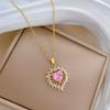 Pink Heart Shaped Synthetic Zircon Pendant Necklace for Women