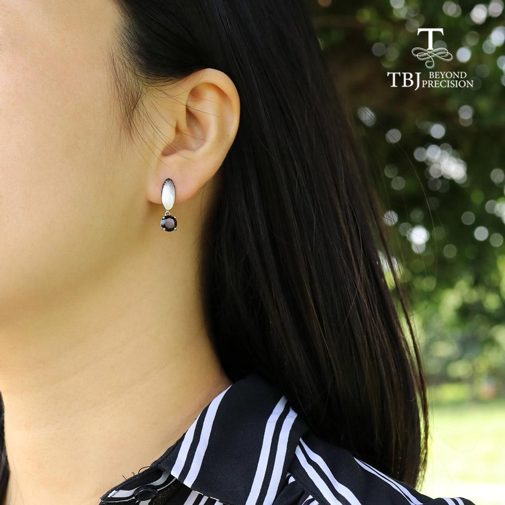 Серьги из натурального дымчатого и гранатового серебра 925 пробы, простые модные женские ювелирные изделия с драгоценными камнями, повседневная одежда