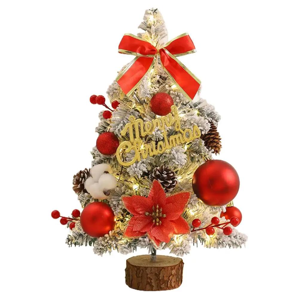 45cm Mini Christmas Tree Home Decoration PVC Artificial Party New Tree Small Battery Ornaments -No Xmas Christmas U4C2