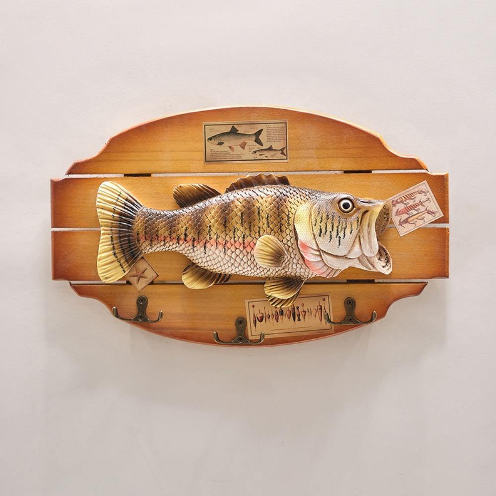 Unique Wood Fish Wall Hanging Ornaments Realistic Fish Decor Hook Living Room