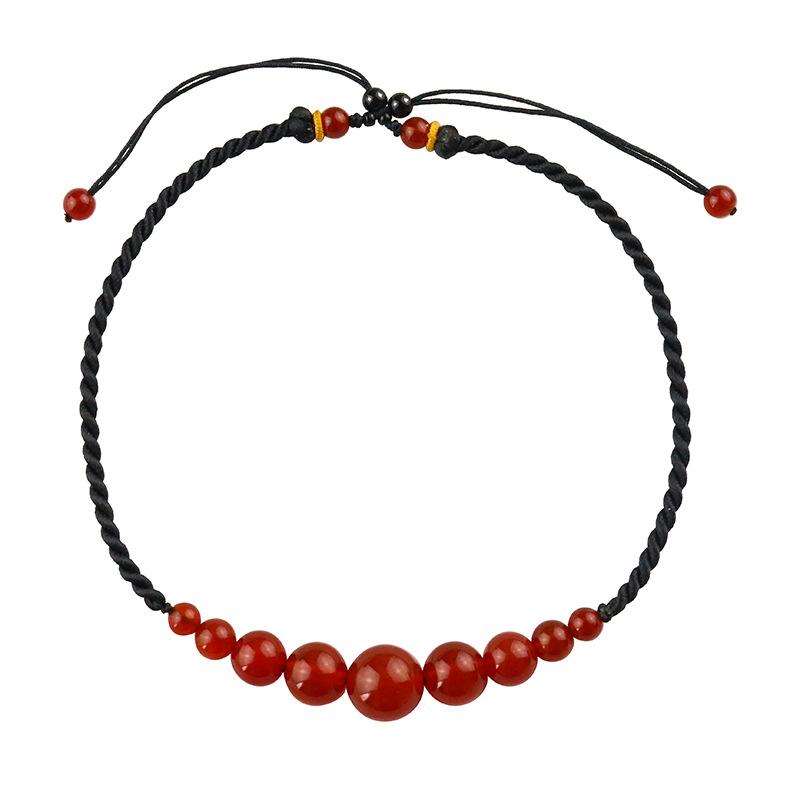 GemChic Women's New Ethnic Simple Agate Beads Collarbone Necklace Vintage Adjustable Chain Fashion Birthday Christmas Jewelry Gift