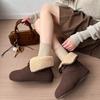 Women's Retro Fashion Lightweight Soft Sole Winter Warm Fur One Snow Boots Padded Lined Non-slip Casual Sports Martin Cotton Boots