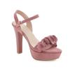 Fashion 2025 New Spring Summer Women Ankle Strap Buckle Platform Sandals Ladies Shoes High Heels Flock Fashion Sandalias Plus Size 32-43