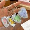 Double Sided Mirror Bag Hanging Keychain Heart Shape Cosmetic Mirror Key Chain  Women