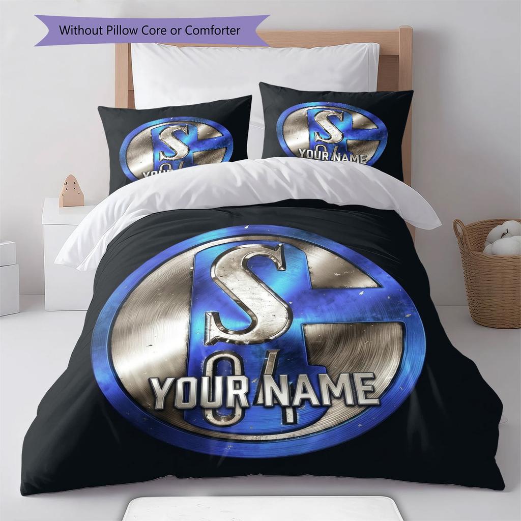 FC Schalke 04 Custom Name Pattern Bedding,Quilt Set Quilt Cover Pillowcase Home Birthday Gift(1 * duvet cover + 2 * pillowcase, without core)