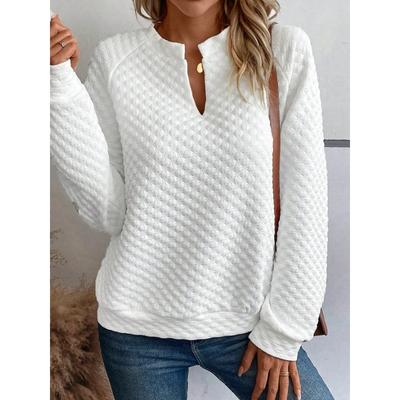 Новая однотонная повседневная повседневная женская одежда с вырезом на вырезе на весну и осень, V-образная толстовка с длинными рукавами