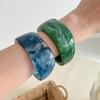 Thickened Wide Chunky Bangle Smudged Cuff Bracelet Vintage Irregular Resin Bracelet  Gifts