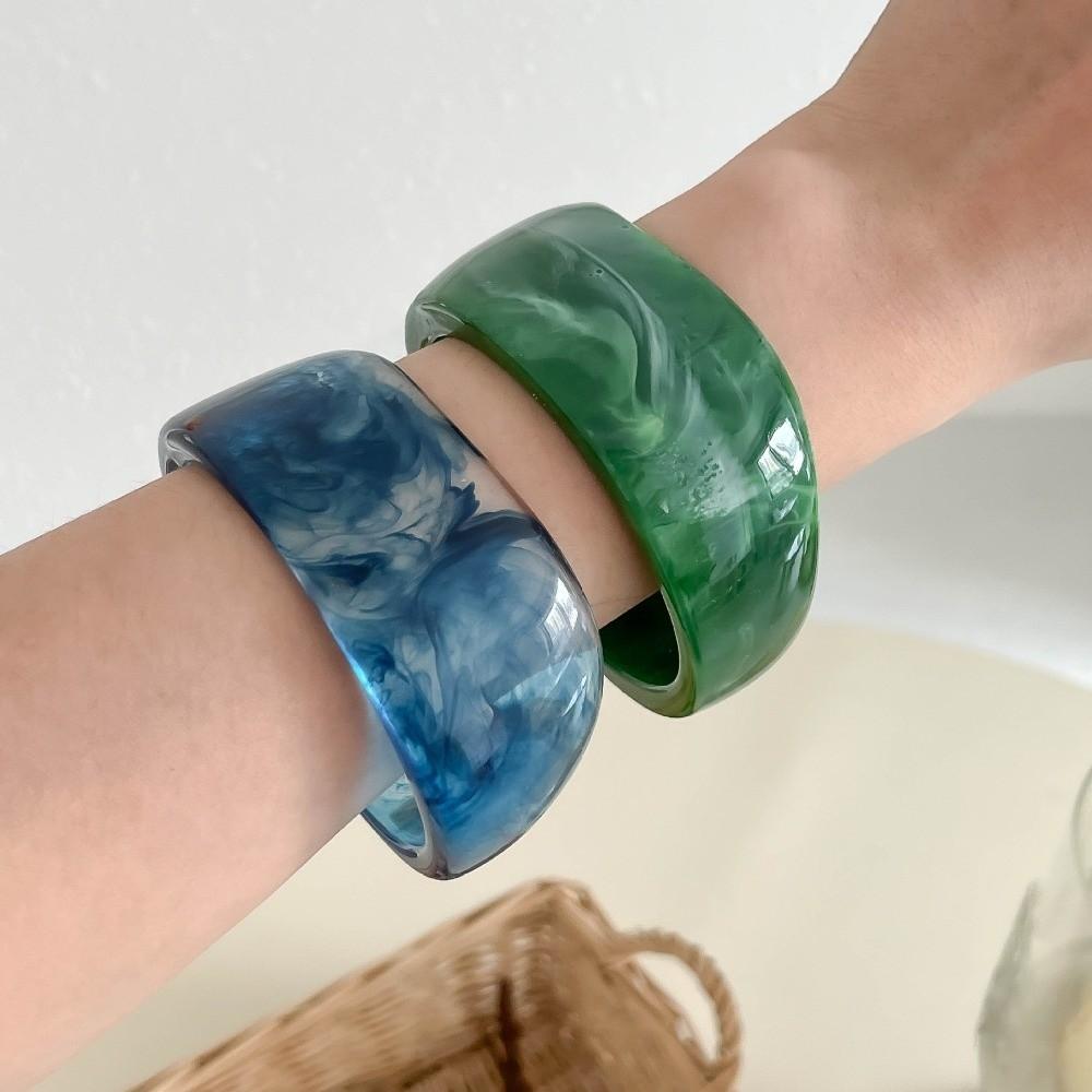 Thickened Wide Chunky Bangle Smudged Cuff Bracelet Vintage Irregular Resin Bracelet Gifts