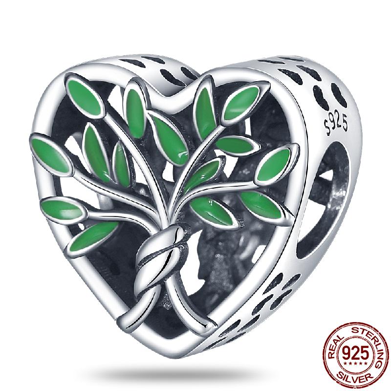 Медные бусины для DIY, шарм в виде сердца из серии «Древо жизни», подходит для оригинального браслета Pan для женщин, ювелирное изделие, подарок на день рождения