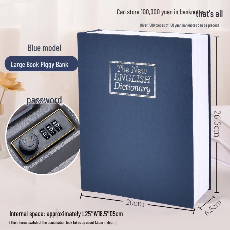 Three Kingdoms Lockable Metal Book Safe & Piggy Bank