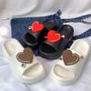 Thick-soled Slippers Women's Peach Heart Set Summer Outer Wear Home Bathroom Bath Couple Slippers