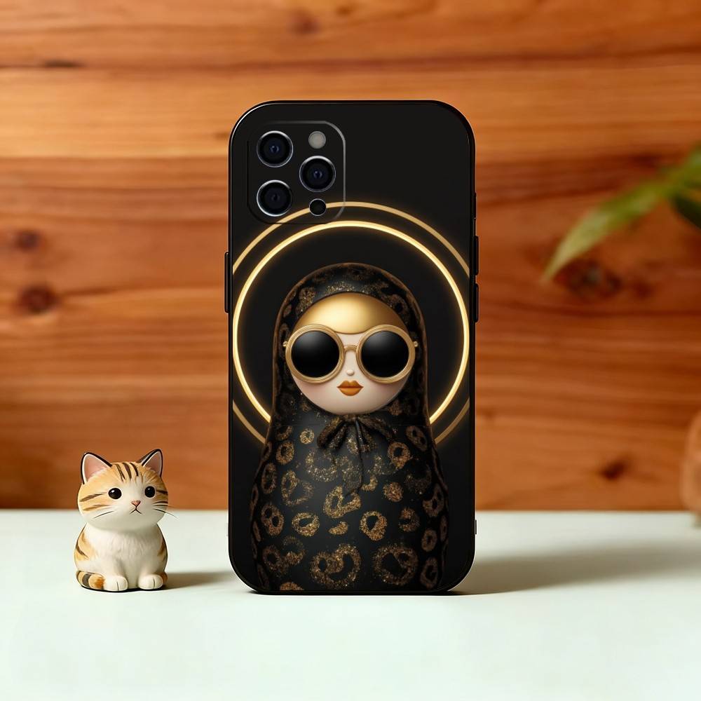 Очаровательный Чехол для Телефона с Русской Народной Росписью Для iPhone 17, 16, 15, 14, 13, 12, 11 Plus, Pro Max, Другие Мягкий Черный Чехол