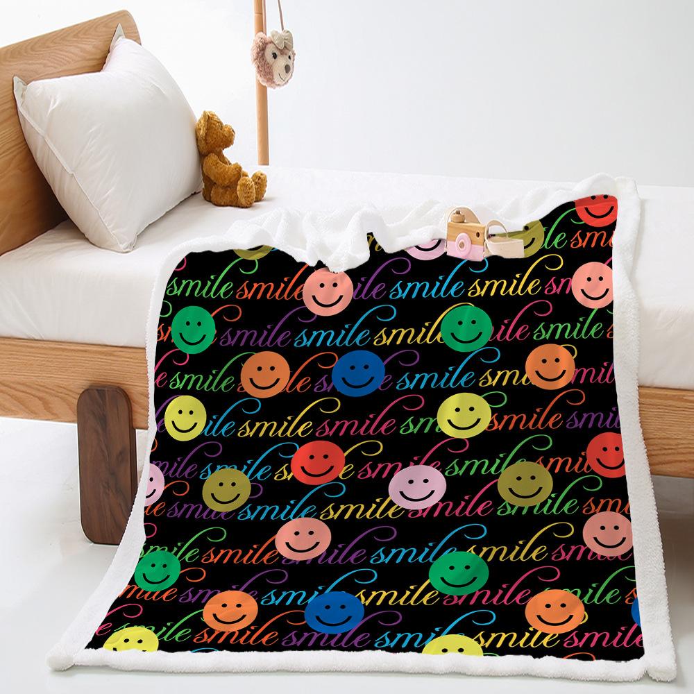 Cartoon Smiley Face Blanket Home Textiles Lamb Fleece Crystal Fleece Blanket Student Blanket Blanket Batch