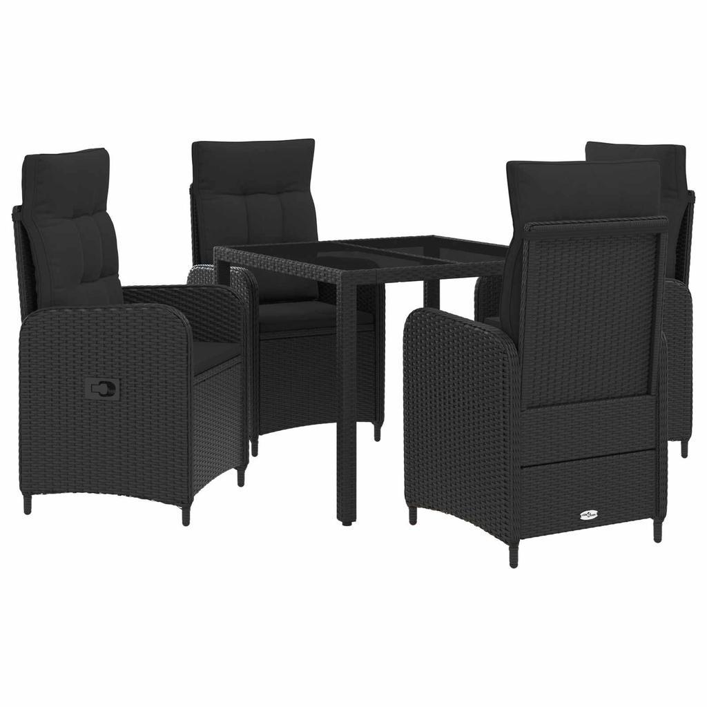 Outdoor Table Set 5 pcs Black 90 x 90 x 75 cm Poly Rattan