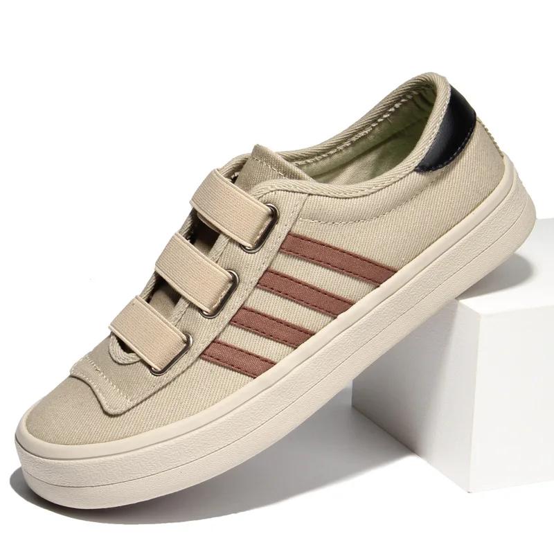 Эластичная резинка Холщовые мужские вулканизированные туфли Совершенно новые Джокер Простые лоферы Повседневные Износостойкие Тренд Дизайнерские балетки