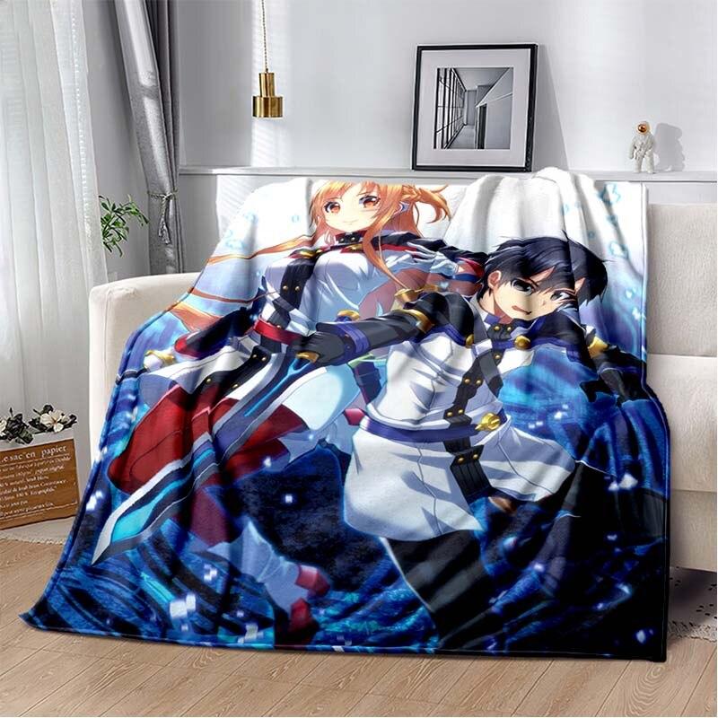 Asuna Sword Art Online флисовое одеяло с 3D принтом для кроватей, походов, пикников, толстое одеяло, покрывало, флисовое одеяло