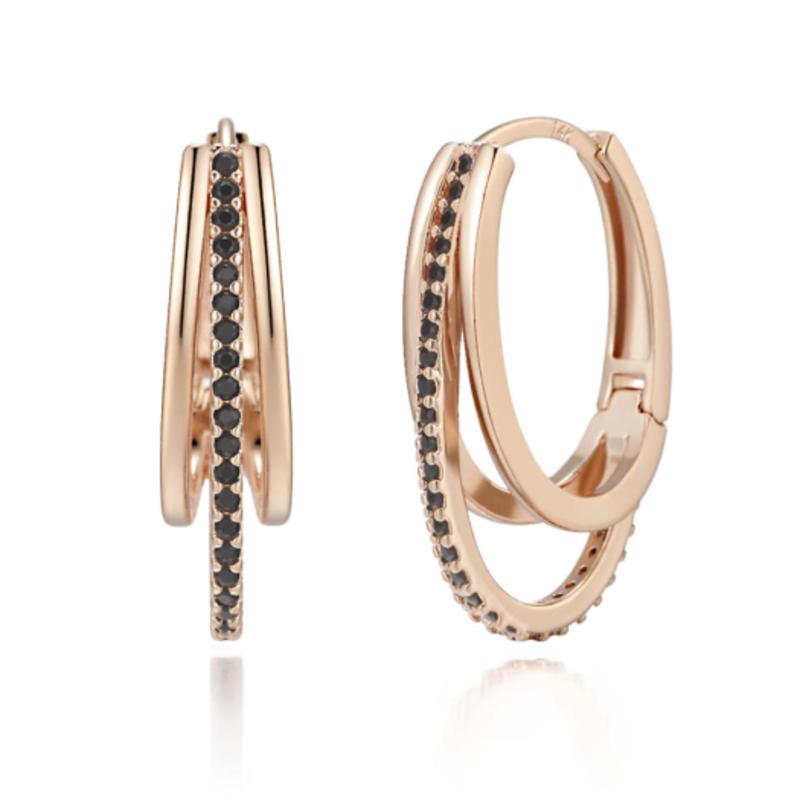 Серьги-гвоздики ELLE Jewelry 14K Black Line Point с застежкой-щелчком (Золотая булавка) ELGPEE355