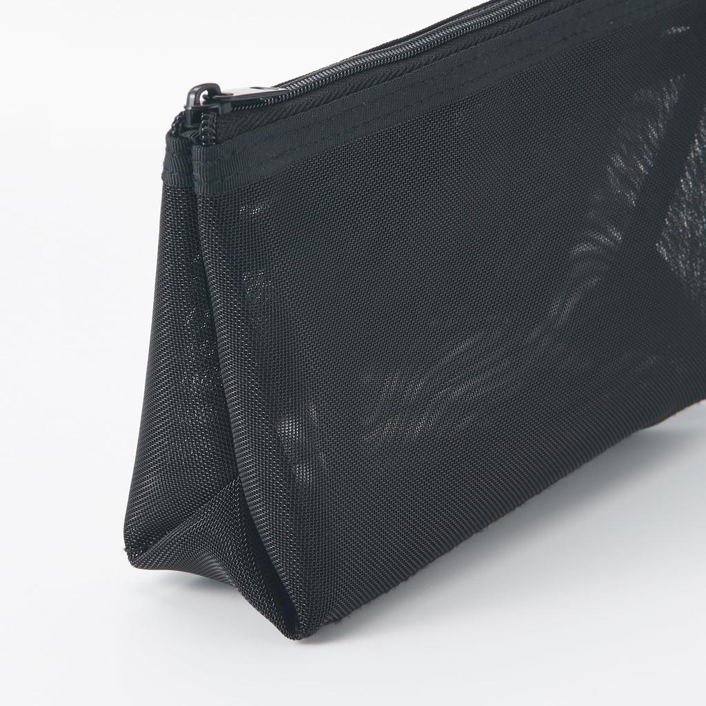 MUJI Nylon Mesh Pencil Case with Width 17 X Height 10 X Gusset 5 Cm NDE06A1S Gusset, Black, Approx.