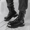 Long Leather Boots Autumn and Winter New Martin Boots Men's High-top Thick-soled British Style Large-size Locomotive Knight Boots Men