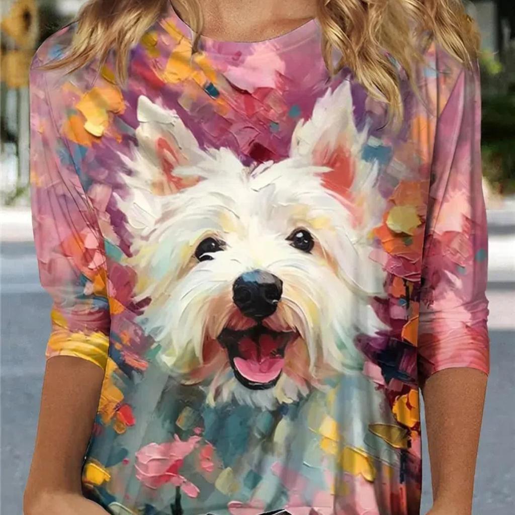 Contrast Color Classic Black White Cat Print T Shirt Women Cute Fashion Long Sleeve Tops Oversized Casual Streetwear Loose Shirt