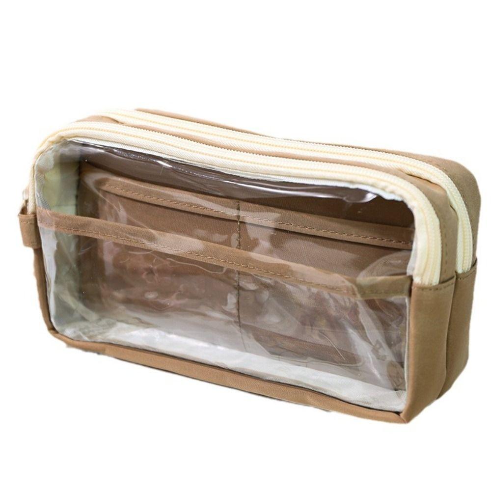 Handheld Pencil Case Transparent Stationery Organizer Simple Stationery Bag Students