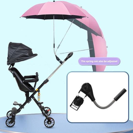 Baby Stroller Umbrella with Clamp UPF 50+ Sun UV Protection Adjustable Waterproof Windproof Universal Outdoor UV Blocking Pram Parasol