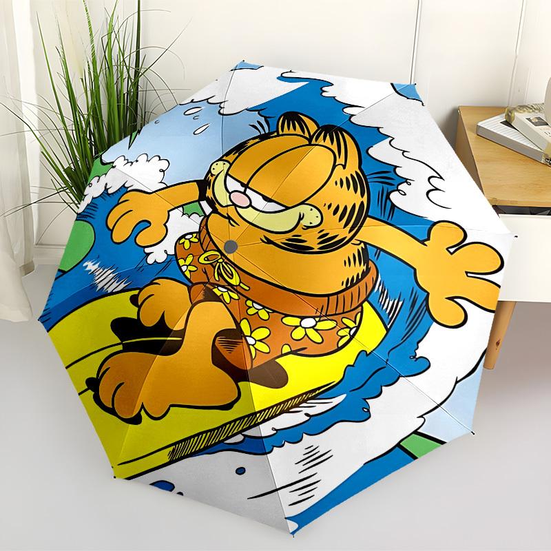 1PC Garfield Surfing Auto Folding Umbrella | Vibrant Motif & Compact Design for Everyone, On-the-Go Essential - Gift-Worthy Style yy250930031
