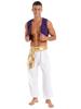 Mens Halloween Party Costume Sequin Trim Waistcoat Belted Pants Role Play Stage Performance Outfit