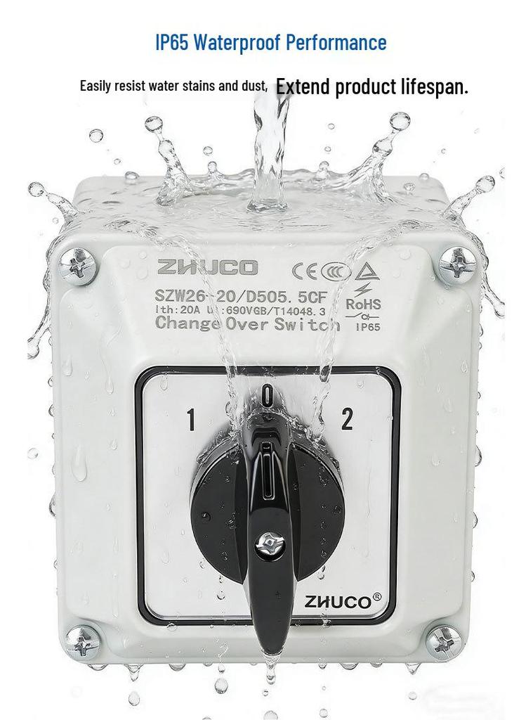 Zhuochao SZW26-20/D505.5CF 5-Sect 3-Speed Waterproof Dustproof Rotary Switch