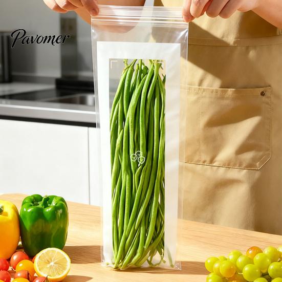 Plastic Free Food Bags Reusable Fresh-keeping Bags, Extra Long Sealable Storage Double Washable Snack Layer Leakproof Seal for Vegetables And