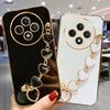 Case For Reno 13 13F Love Heart Bracelet Chain Plating Silicone Case for OPPO Reno 13 12F 11 10 Pro Lens Protection Soft Cover