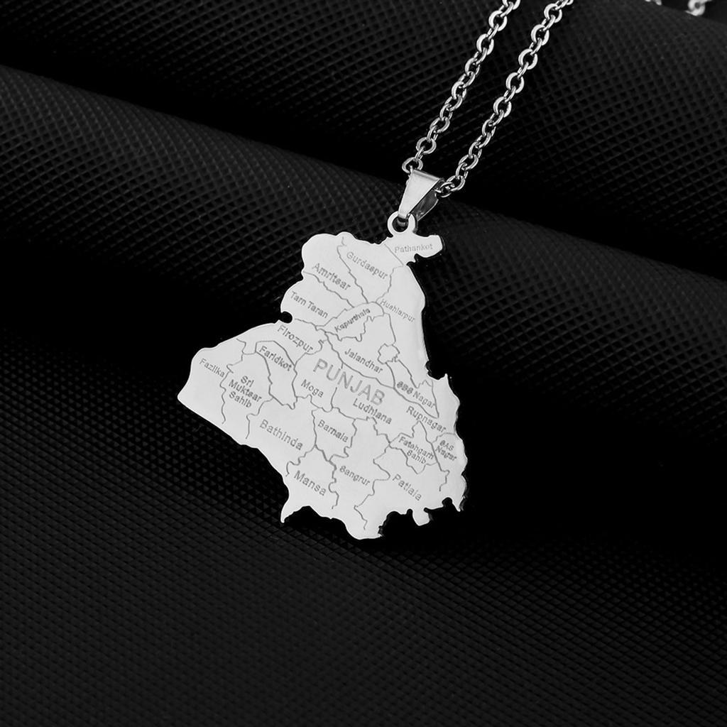Chic Punjab Map Pendant Clavicular Chain Accessory Exquisite City Map Necklace Adornment for Daily Wear Dates Parties