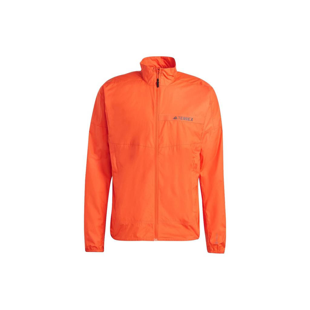Adidas Mt Wind Jacket With Solid Color Logo Zip Collar Men Jackets Semi-Solar-Orange HM4027