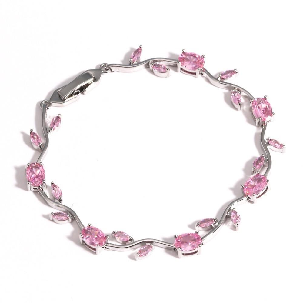 Sparkling Stones Rhinestone Bracelet Colorful Crystal Leaf Vine Bracelet  Wedding Jewelry